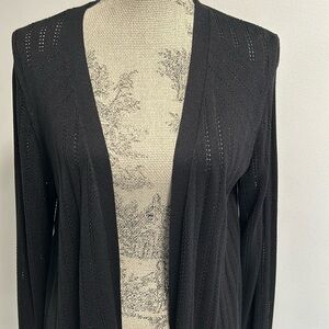 Thalia Sodi Black Size M Long Sleeve Mesh Details Open-Front Cardigan